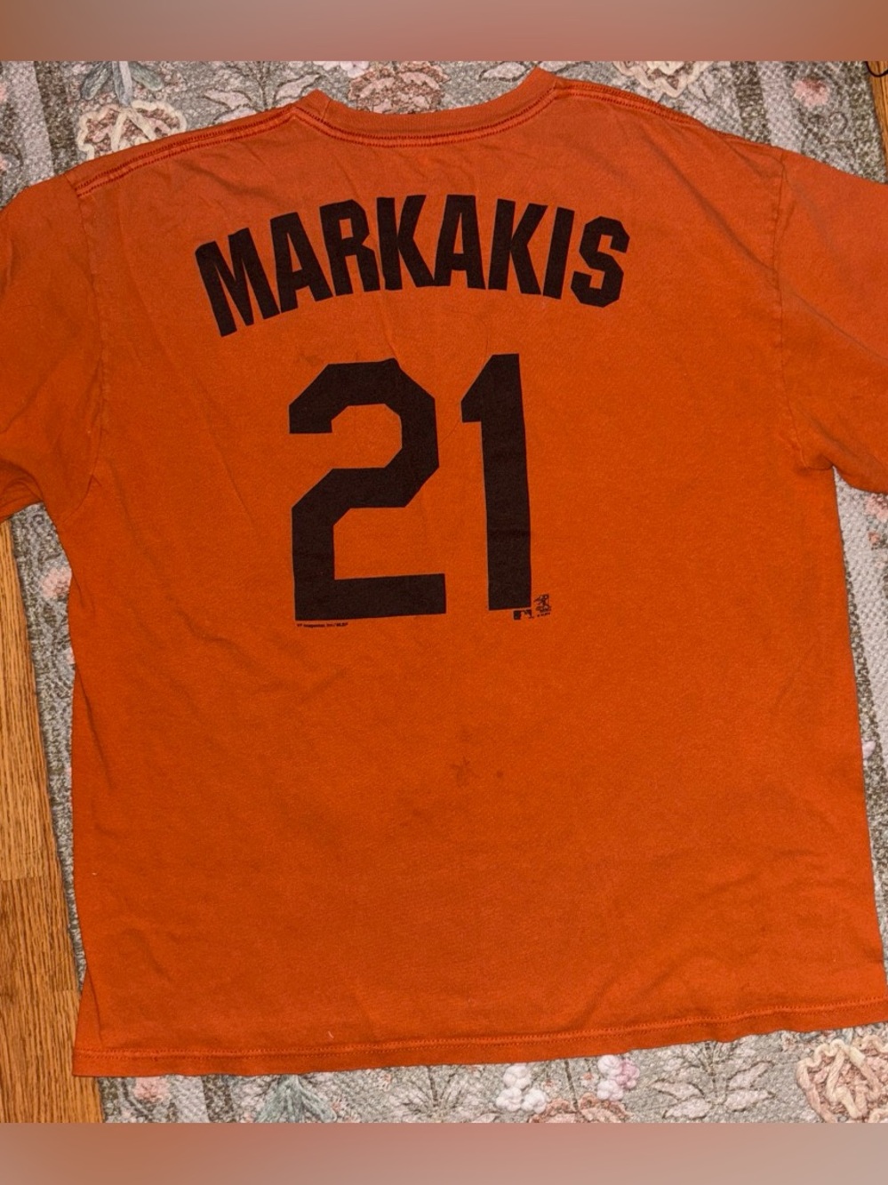 Nick Markakis Baltimore Orioles Orange Graphic Baseball Tee